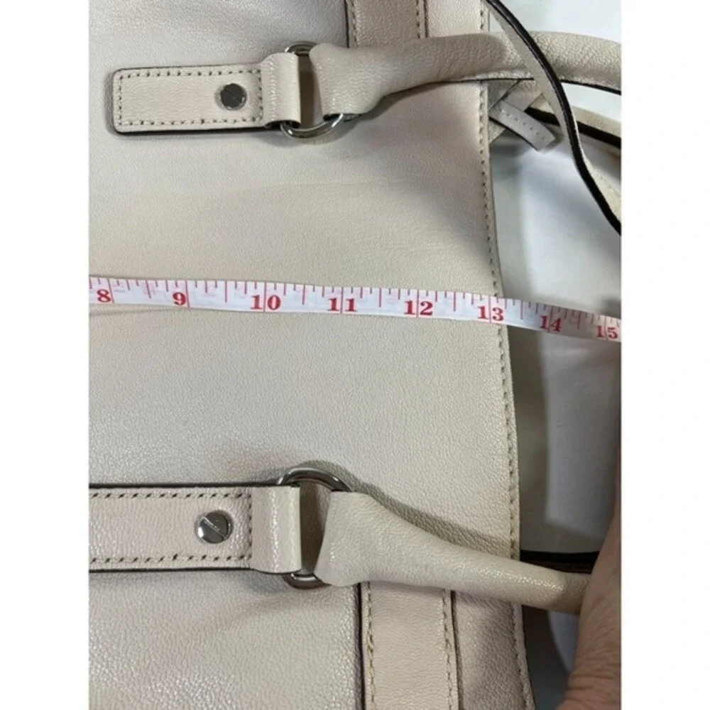 Michael Kors Hamilton Vanilla Leather Tote Shoulder Bag Purse Snap Close - Picture 14 of 16